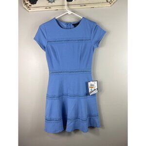 NWT B. Darlin Blue Dress Short Sleeve Lace Stripes Size 3/4